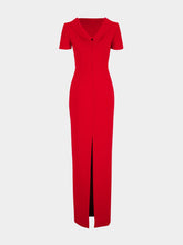 Roland Mouret Red Collared Crepe Column Gown