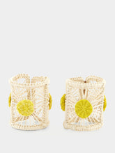 La DoubleJ Set Of 2 Yellow Raffia Napkin Rings