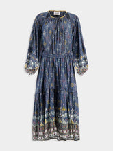 Isabel Marant Étoile Teal Blue Graphic-Print Cotton Midi Dress