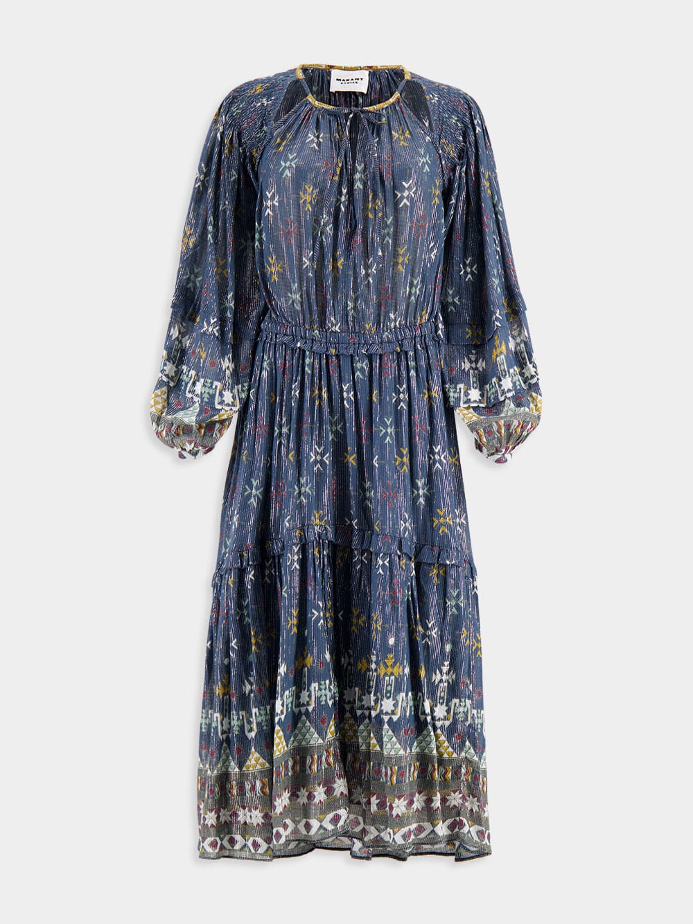 Isabel Marant toile Teal Blue Graphic-Print Cotton Midi Dress | Fashion Clinic Isabel Marant toile Teal Blue Graphic-Print Cotton Midi Dress | Fashion Clinic