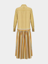 Paula Rosalia Sun Stripes Printed A-Line Silk Twill Dress