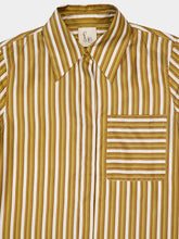 Paula Rosalia Sun Stripes Printed A-Line Silk Twill Dress