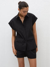 Matteau Black Relaxed Sleeveless Shirt