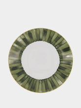 Marie Daâge Dinner Plate Coupe Ruban in Snake Green and Khaki