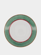 Marie Daâge Dinner Plate Coupe Ruban in Green Gray and Deep Wine