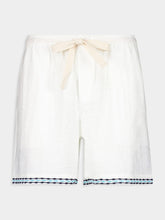 Commas White Frequency Embroidered Resort Shorts