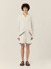 Commas White Frequency Embroidered Resort Shorts