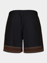 Commas Black Sunwaves Embroidered Cotton Shorts