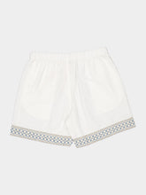 Commas White Braided Shorts with Crochet Trim