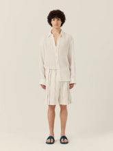 Commas Cream Woven Stripe Resort Shorts