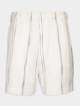Commas Cream Woven Stripe Resort Shorts