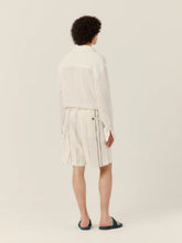 Commas Cream Woven Stripe Resort Shorts