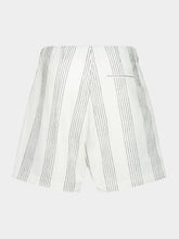 Commas Off-White Textured Stripe Resort Shorts