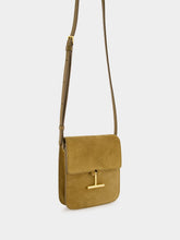 Tom Ford Camel Suede Crossbody Bag with T Hardware