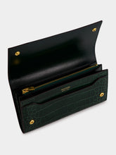Tom Ford Green Stamped Crocodile Leather Continental Wallet