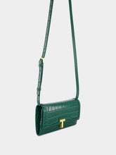 Tom Ford Emerald Green Crocodile-Stamped Leather Wallet on Strap
