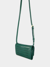 Tom Ford Emerald Green Crocodile-Stamped Leather Wallet on Strap