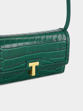 Tom Ford Emerald Green Crocodile-Stamped Leather Wallet on Strap