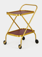 Kaymet Gold and Burgundy Folding Bar Trolley