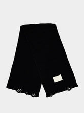 MM6 Maison Margiela Black Ribbed Wool Scarf With Destroyed Effect