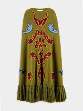 Paula Saphire Embroidered Knitted Cape