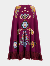 Paula Saphire Purple Potion Hand Embroidered Knitted Cape