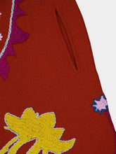 Paula Saphire Orange Hand-Embroidered Knitted Cape