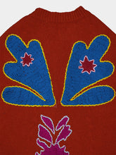 Paula Saphire Orange Hand-Embroidered Knitted Cape