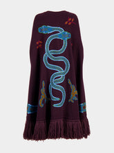 Paula Saphire Purple Hand-Embroidered Knitted Cape