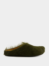 Marni Deep Green Long Hair Calfskin Fussbett Sabot