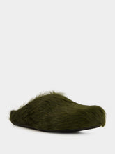 Marni Deep Green Long Hair Calfskin Fussbett Sabot