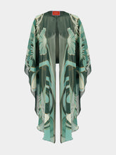 La DoubleJ Dark Green Blooming Tulip Silk Chiffon Cape
