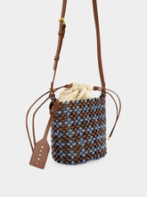 Marni Blue and Brown Beaded Bucket Bag