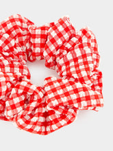 Hunza G Red Gingham Seersucker Scrunchie