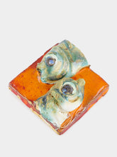 Studio Bongard Orange 3D Two Head Sardine Tile Sculpture
