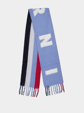 Marni Blue Lilac Wool Logo Scarf