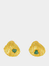 FENOMENA Gold Maxi Emerald Shell Stud Earrings
