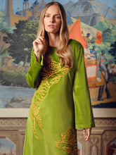 Paula Selene Garden Green Velvet Dress