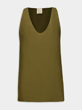 Paula Serena Fir Green Silk Tank-Top