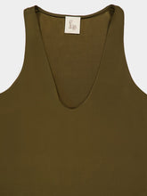 Paula Serena Fir Green Silk Tank-Top