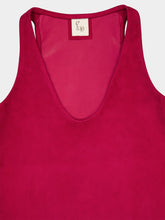 Paula Serena Red Dahlia Scoop-Neck Leather Tank Top