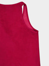 Paula Serena Red Dahlia Scoop-Neck Leather Tank Top