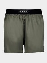Tom Ford Olive Green High-Waist Silk Shorts