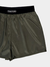 Tom Ford Olive Green High-Waist Silk Shorts