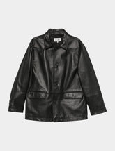 MM6 Maison Margiela Black Leather Button-Up Jacket