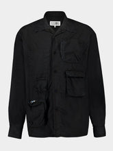 MM6 Maison Margiela Black Long-Sleeve Shirt With Neck Cut Multiple Pockets