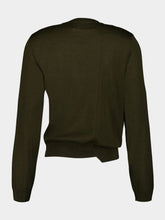 MM6 Maison Margiela Green Asymmetric Crewneck Virgin Wool Sweater