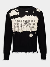 MM6 Maison Margiela Black Distressed Numbers Crewneck Jumper
