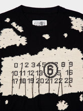 MM6 Maison Margiela Black Distressed Numbers Crewneck Jumper