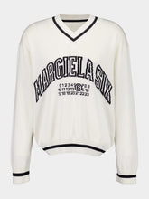 MM6 Maison Margiela Off-White V-Neck Numbers Motif Jumper